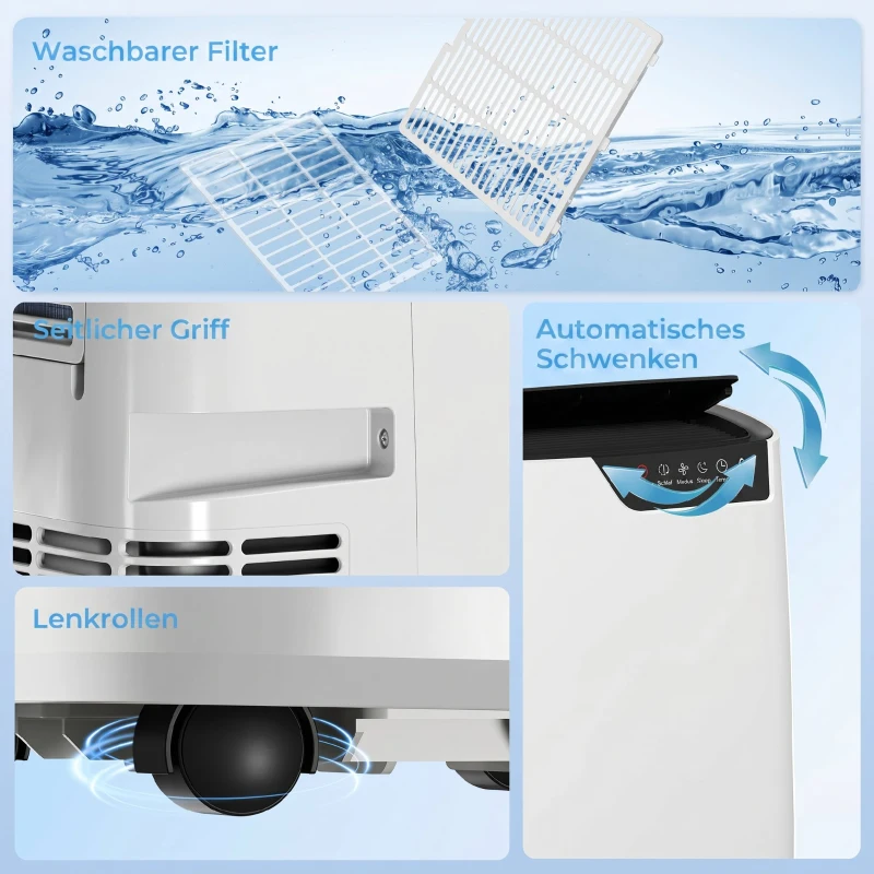 HOMCOM Tragbare Klimaanlage 12000 BTU, Klimagerät mit Kühl-, Entfeuchtungs-, Ventilator- , Schlafmodus, WiFi Sprachsteuerung