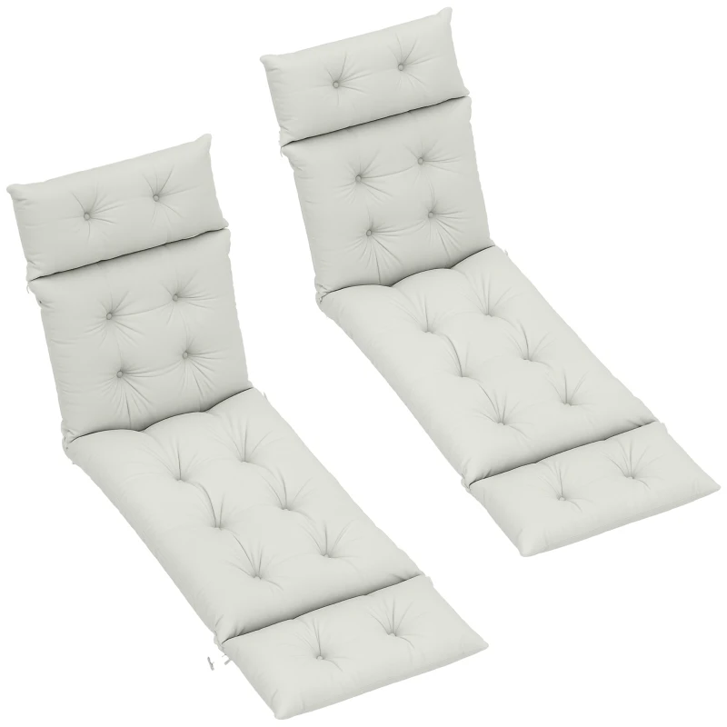 Outsunny Set of Two 190 x 56cm Sun Lounger Cushions - Light Grey