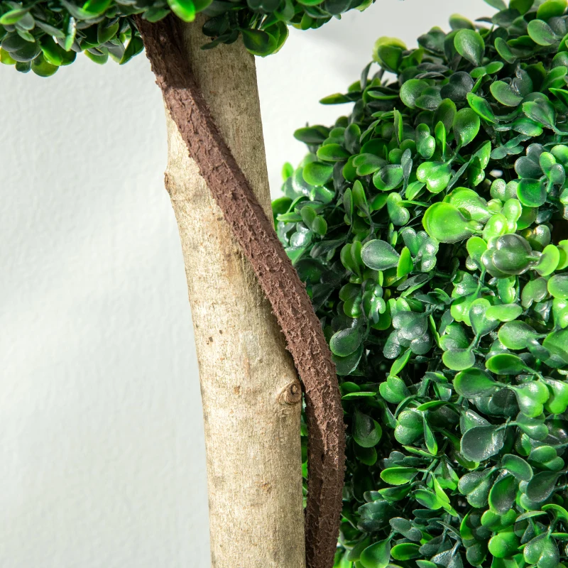 HOMCOM Decorative Artificial Tree Boxwood Ball Topiary Tree in Pot, Fake Plant for Home Indoor Outdoor Decor, 90 cm, Dark Green