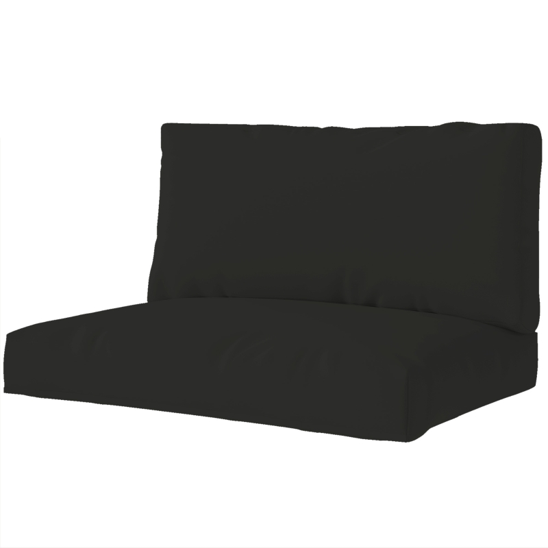 Outsunny Two Piece Seat Pallet and Back Cushions - Black