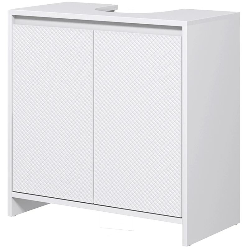 HOMCOM Under Sink Bathroom Cabinet, Freestanding Under Sink Cabinet with 2 Doors and Shelf for Basin without or with Pedestal, White