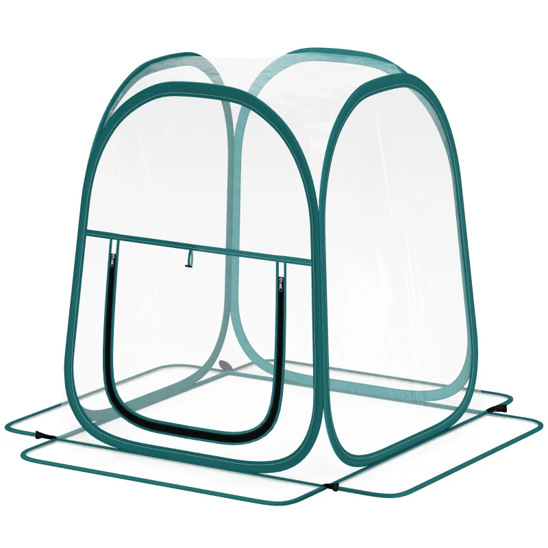 Outsunny Mini Invernadero Plegable Pop-up Invernadero de Exterior con Puerta Enrollable y Cubierta Transparente