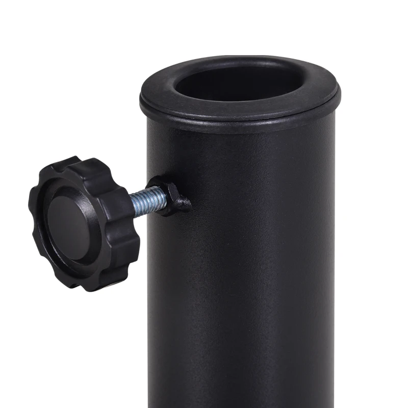 Outsunny 9kg Resin Parasol Base, Half Round Umbrella Stand with Floral Design for Garden, Outdoor, Suitable Umbrella Rod: Φ3.8cm, Φ4.8cm, Black