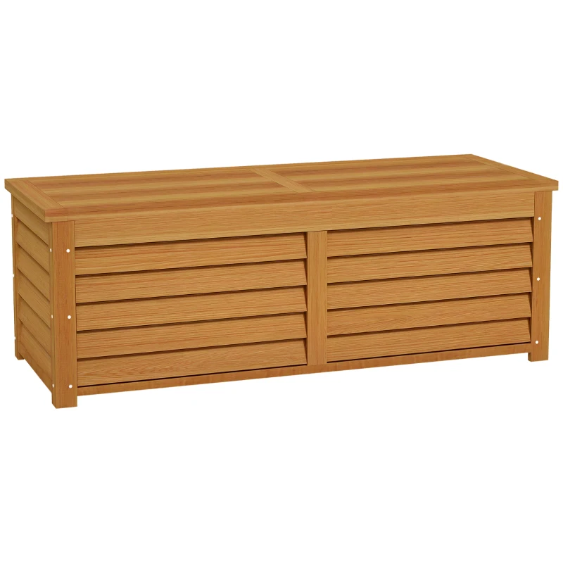 Outsunny 292L Outdoor Storage Box, Wooden Deck Box Garden Storage Container for Balcony, Porch, Poolside, Light Brown