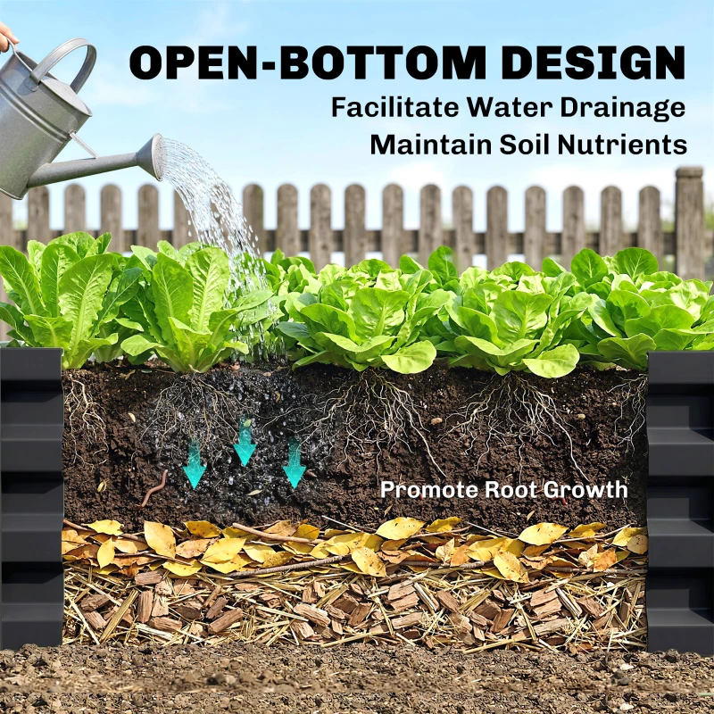 Outsunny 432L Square Raised Garden Bed, Galvanised Planter Box Outdoor with Open Bottom, Metal Raised Garden Bed Kit for Vegetables, Flowers and Herbs, 120 x 120 x 30cm, Grey