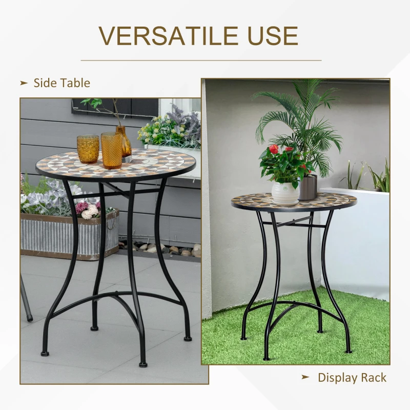 Outsunny Φ60cm Mosaic Outdoor Patio Table - Grey