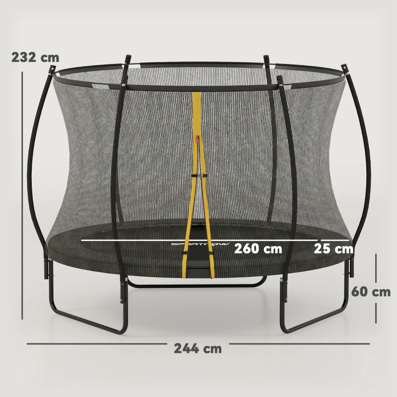 SPORTNOW 8ft Outdoor Trampoline with Enclosure Net, Spring Cover, Black