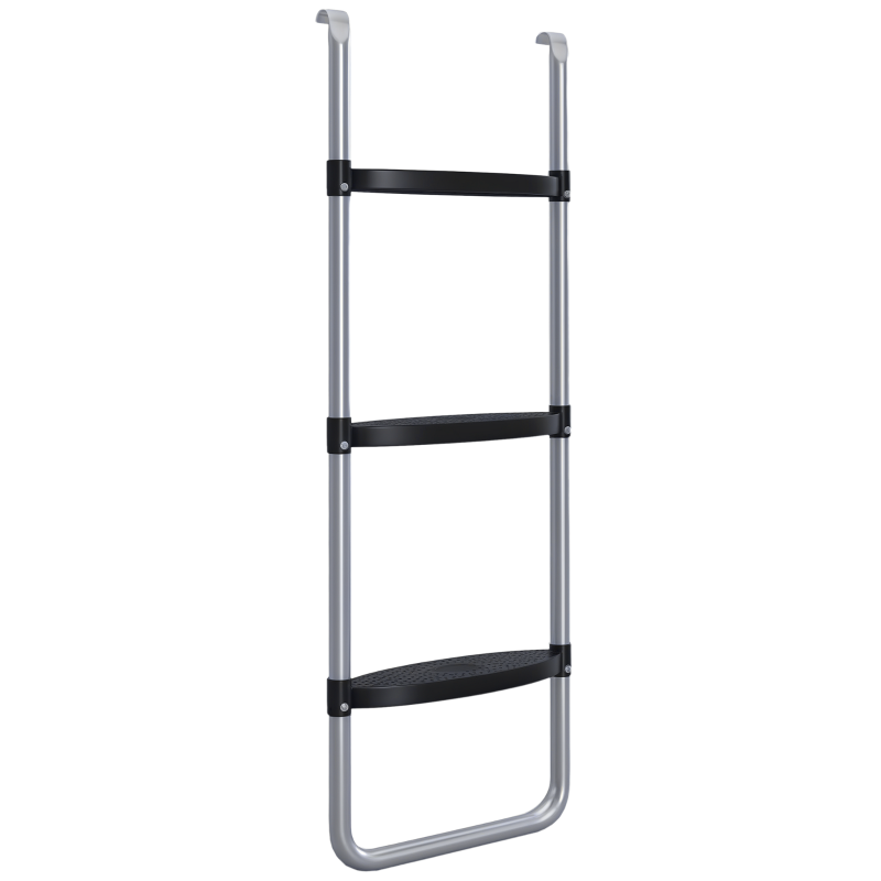 SPORTNOW Galvanised Steel Trampoline Ladder, 2 Steps/3 Steps Outdoor Trampoline Accessories for 6ft, 8ft, 10ft, 12ft, 13ft, 14ft, 16ft Trampoline, 97L x 32Wcm, Silver Tone