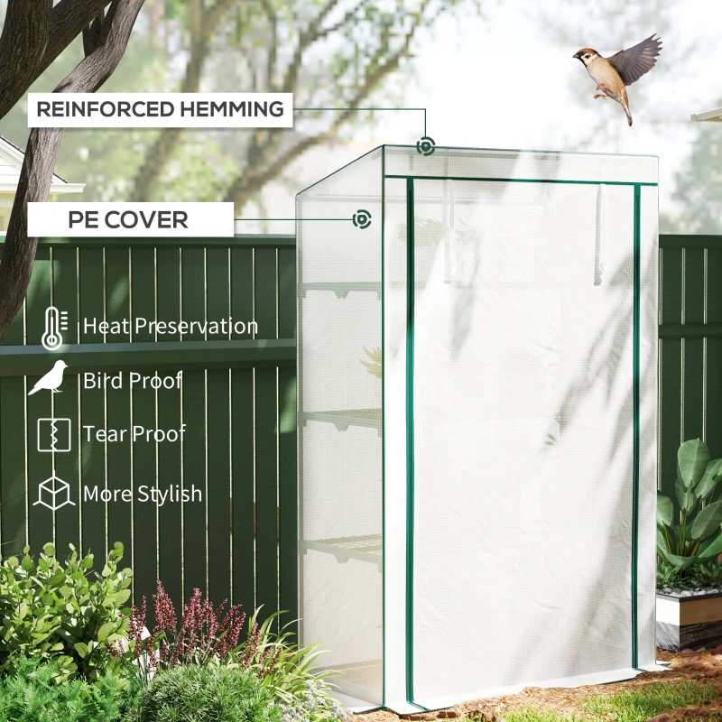 Outsunny Four-Tier Mini Greenhouse - Green/White
