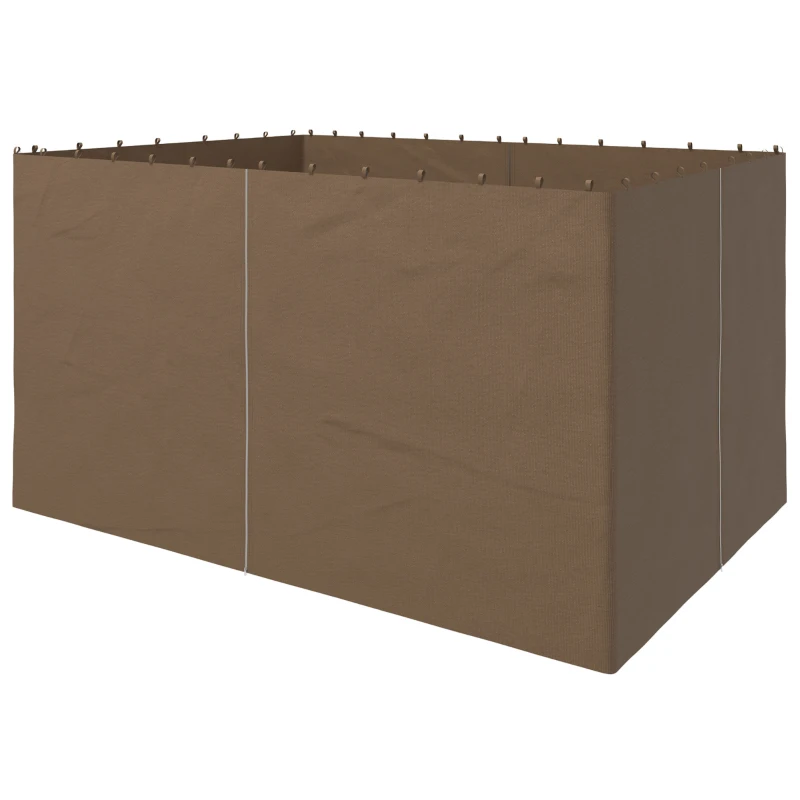Outsunny 4 Pack Replacement Gazebo Curtains Privacy Panel for Most 3 x 4m Gazebo Canopy Pavillion Outdoor Shelter Sidewalls Accessories Dark Brown