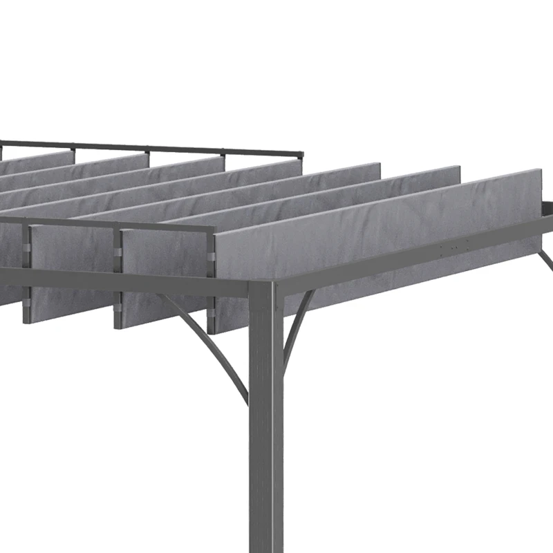 Outsunny 3 x 3(m) Outdoor Pergola with Retractable Roof, Aluminium Louvered Patio Gazebo Canopy for Garden, Patio, Grey