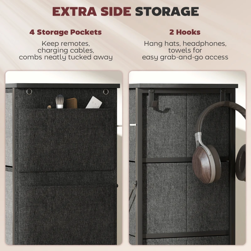 HOMCOM Chest of Eight Fabric Drawers - Charcoal Grey