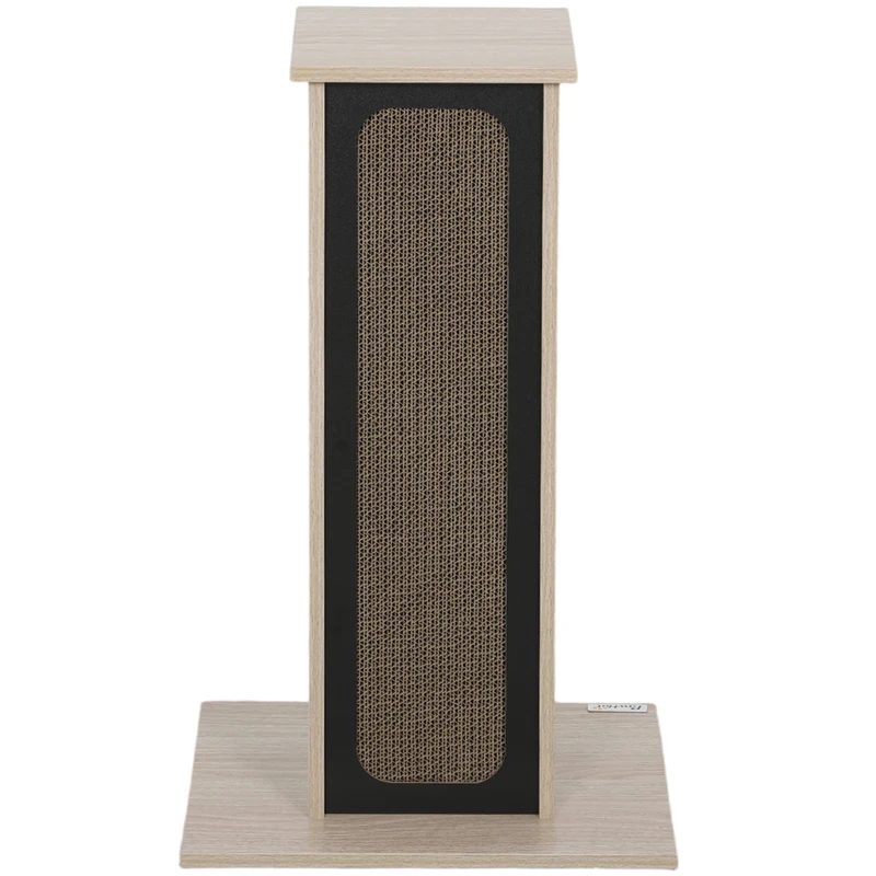 PawHut 63cm Cat Scratching Post, Cat Scratcher with Replaceable Scratching Board, Top Perch, Sisal Scratch Mat, Oak