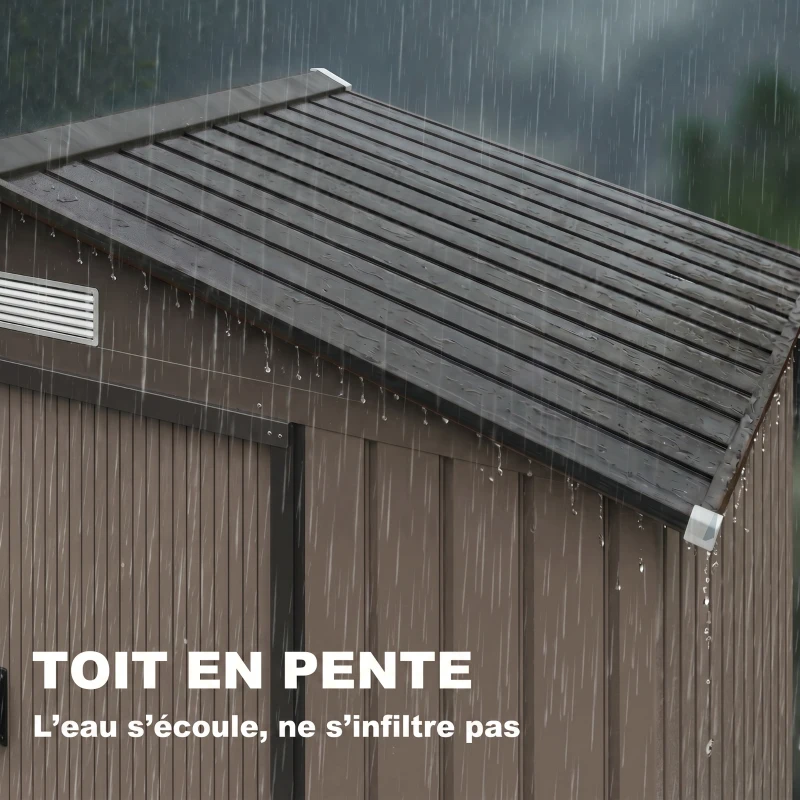 Outsunny Abri de Jardin 2,77 m² cabane de jardin armoire de jardin Dim. 213L x 130l x 185H cm Porte coulissante Acier marron
