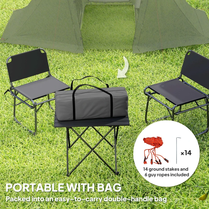 Outsunny 3 Man Camping Tent with Living Area and 2 Bedrooms, 3000mm Waterproof Family Tent with Sewn-in Groundsheet and bag, Portable Dome Shelter for Hiking, Festival, Backpacking, Drak Grey