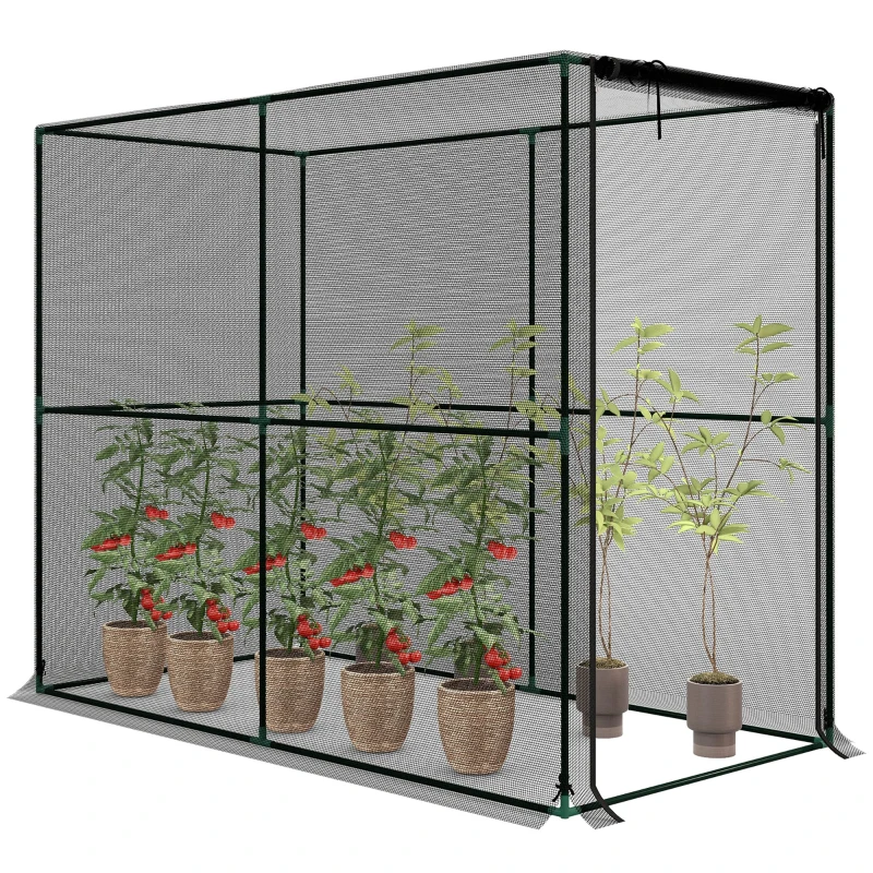 Outsunny Obstkäfig, Pflanzenschutznetz mit Reißverschlusstür, Schutz vor Vögeln, Insekten und kleinen Tieren, Schwarz