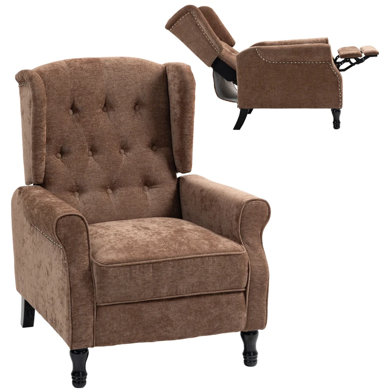 HOMCOM 150° Reclining Vintage Armchair, with footrest - Brown