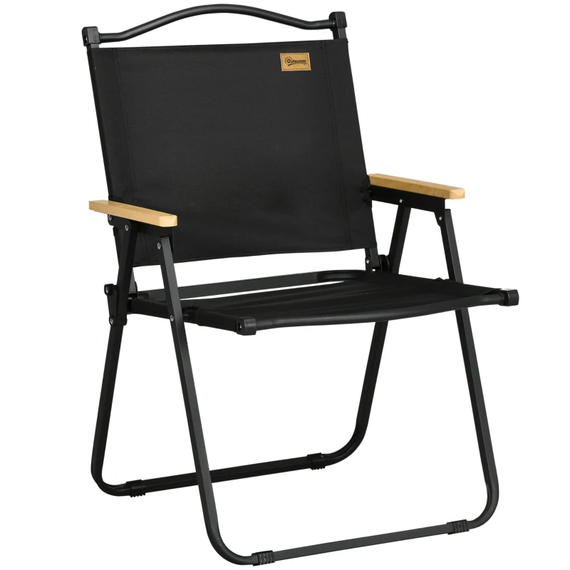 Outsunny Camping Chair for Adults, Lightweight Folding Chair, Portable Chair for Camping, Fishing, Beach and Outdoor Travel, Black