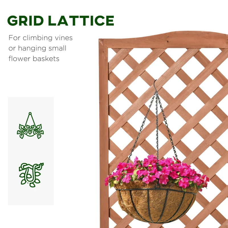 Outsunny Wooden Planter with Trellis, Freestanding Raised Bed for Garden with Lattice, Outdoor Planter Box for Climbing Plants, Vines, Flowers, 76 x 36 x 170 cm, Brown