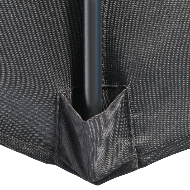 Outsunny 3(m) Half Parasol, Semi Round Umbrella with Metal Frame, Crank Handle for Balcony, Garden, Black