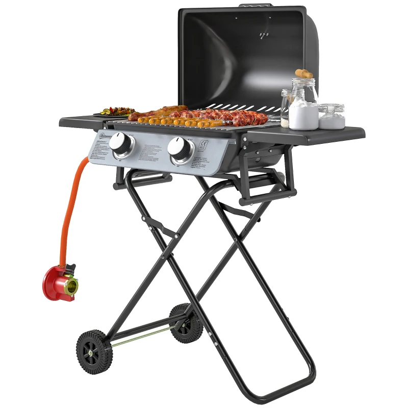Outsunny Two-Burner Portable Suitcase BBQ - Black