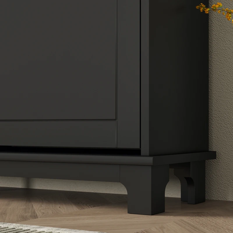 HOMCOM Narrow Shoe Storage Cabinet, Slim Shoe Cabinet with 4 Flip Drawers, Adjustable Shelves for 16 Pairs of Shoes, Black