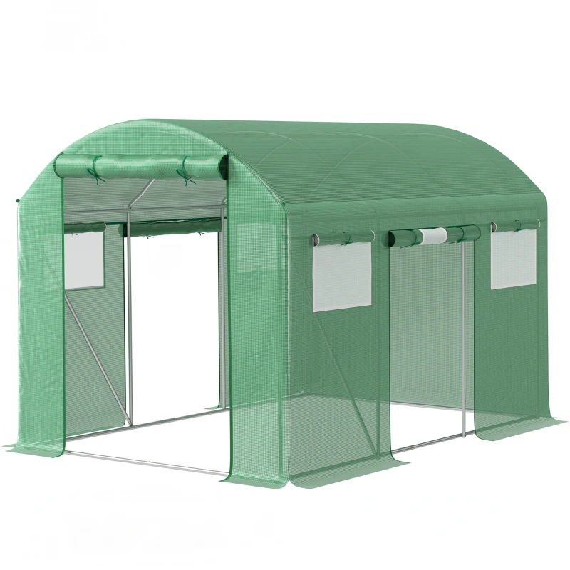 Outsunny 9.8 x 6.6ft Walk-In Polytunnel Greenhouse - Green