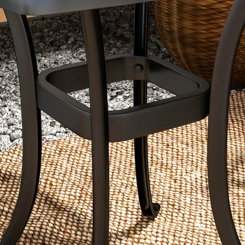 Outsunny Outdoor Garden Table, Cast Aluminium Patio End Table with Umbrella Hole and Anti-slip Foot Pads for Garden, Patio, Balcony, 54 x 54 cm, Black