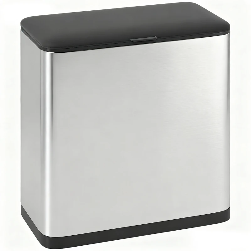 HOMCOM 8L Hanging Kitchen Bin, Rubbish bin with Lid and Removable Inner Bucket for Under Cabinet Door, Under Sink, Office