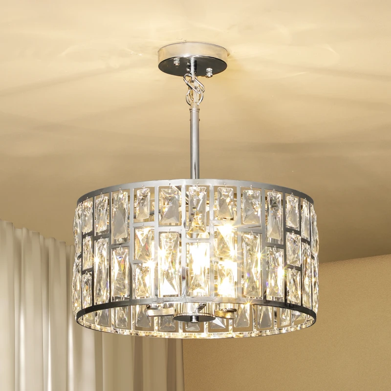 HOMCOM 72 Glass Crystallite Chandelier - Silver-Tone