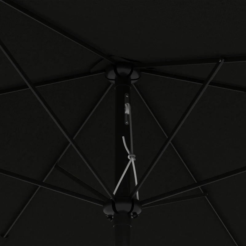 Outsunny 3 x 2 m Garden Parasol Umbrella with Aluminium Pole, UPF 50+ Rectangular Outdoor Table Parasol Sun Shade with Crank & Push Button Tilt, Metal Ribs, Black