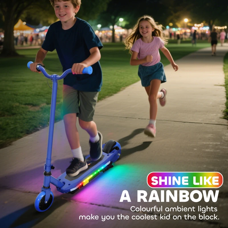 AIYAPLAY Electric Scooter for Kids 6-14 Years, with Colourful Lights, Blue