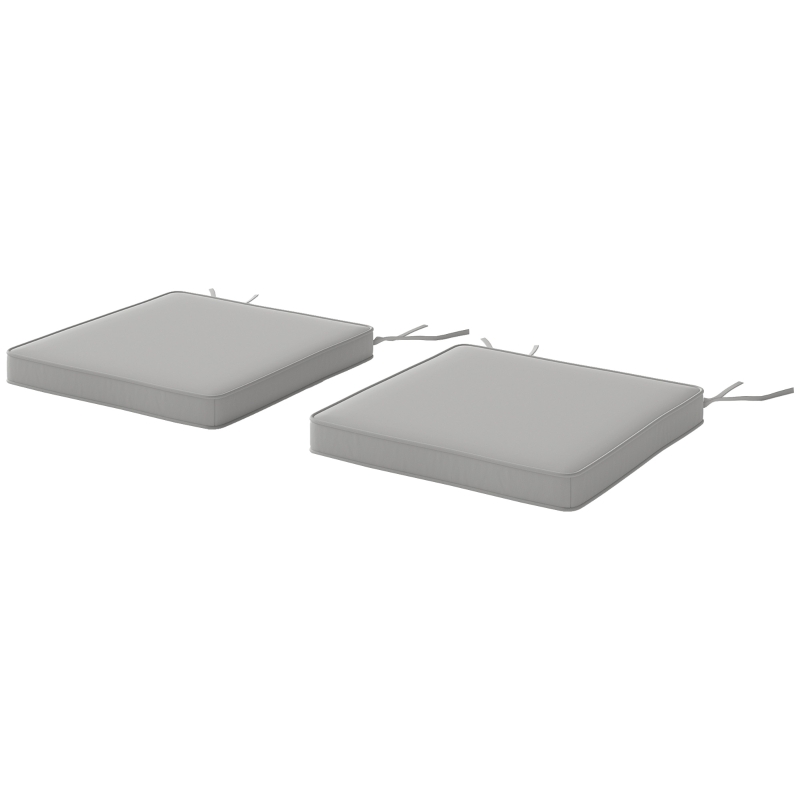 Outsunny Set of Two 45 x 45cm Garden Seat Cushions - Light Grey