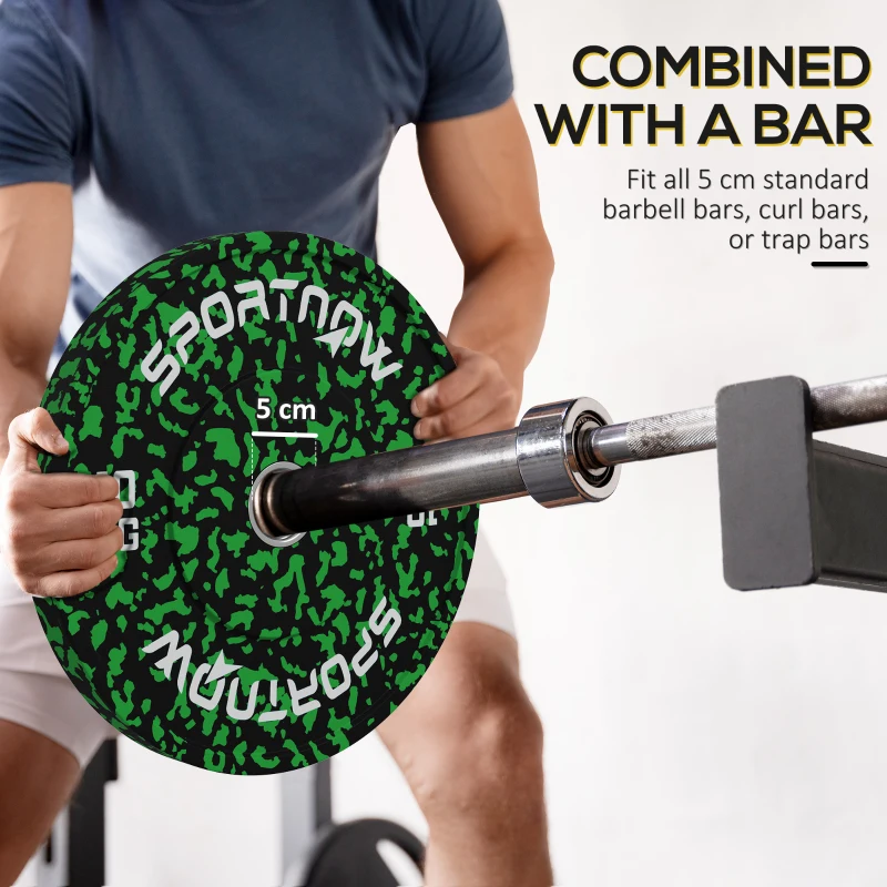SPORTNOW Olympic Weight Plates with 5cm Holes, for Weight Lifting, 2 x 10kg