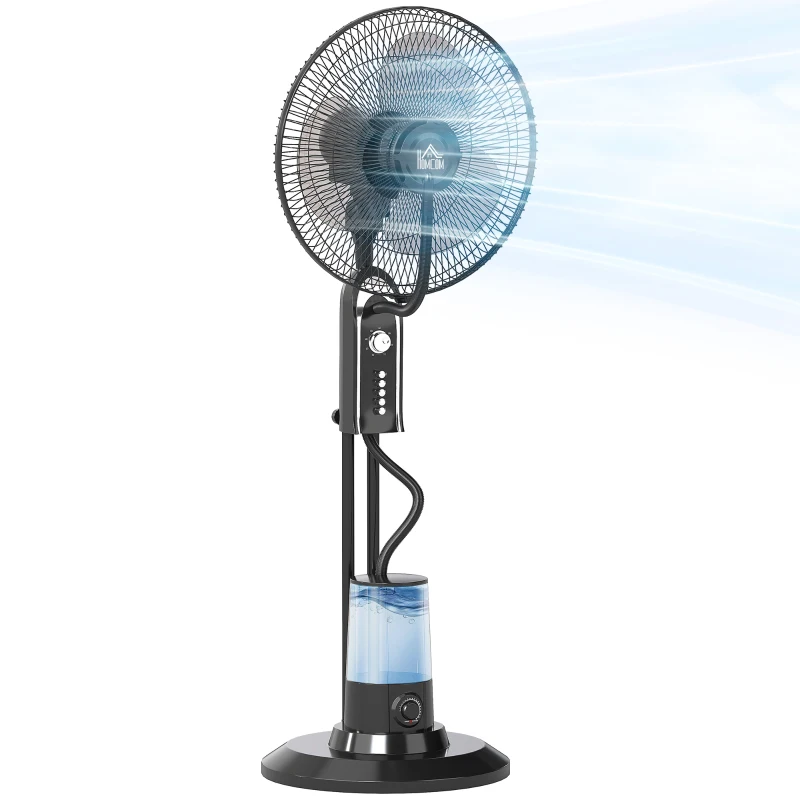 HOMCOM Pedestal Fan with Water Mist Spray, Spray Misting Fan with 70° Oscillation, Tilt Head, 3 Speeds, 3 Modes, Adjustable Mist, 3.2L Water Tank, for Home, 120 cm