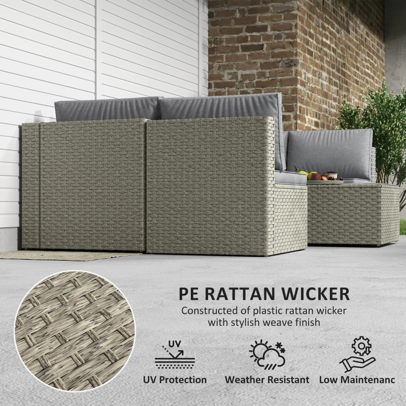 Outsunny Seven-Piece Modular Rattan Set - Light Brown