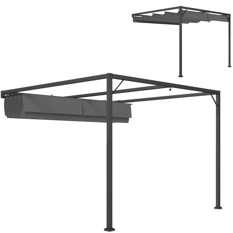 Outsunny 3 x 3 m Pergola, with Sliding Canopy - Grey