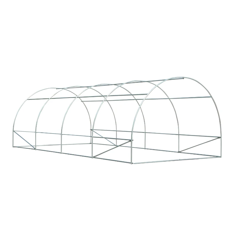 Outsunny Estufa Tipo Túnel 595x300x200 cm com 8 Janelas e Cobertura de Polietileno para Cultivo de Plantas Estrutura de Aço 24mm para Jardim Branco