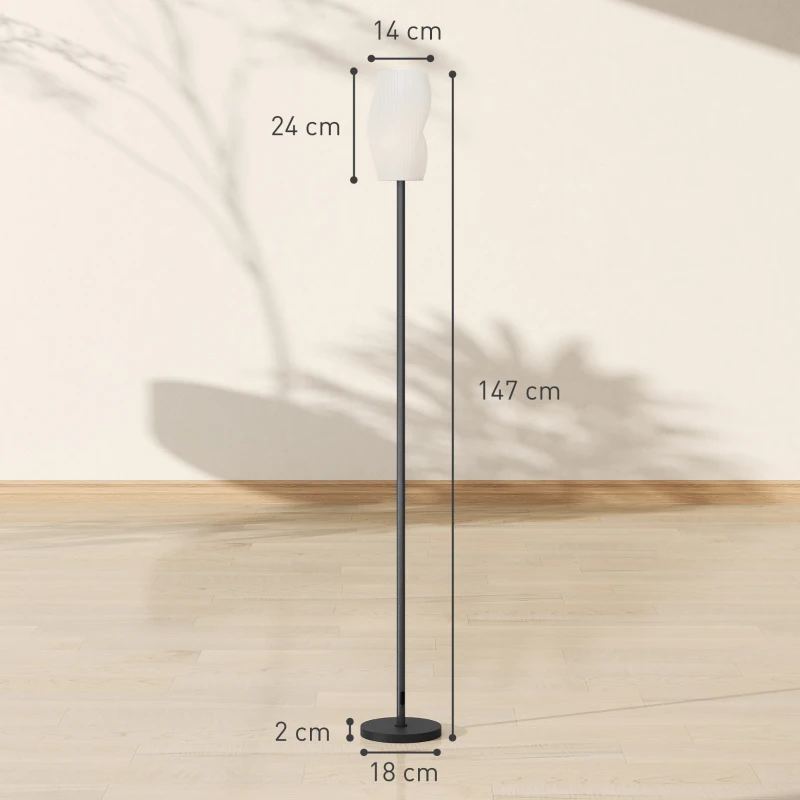 HOMCOM Floor Lamp for Living Room, 3D Printed Modern Standing Lamp with Flowing Curved Shade, 3 Colour Temperature & Foot Switch, Minimalist Tall Pole Lampshade for Bedroom, Office, White