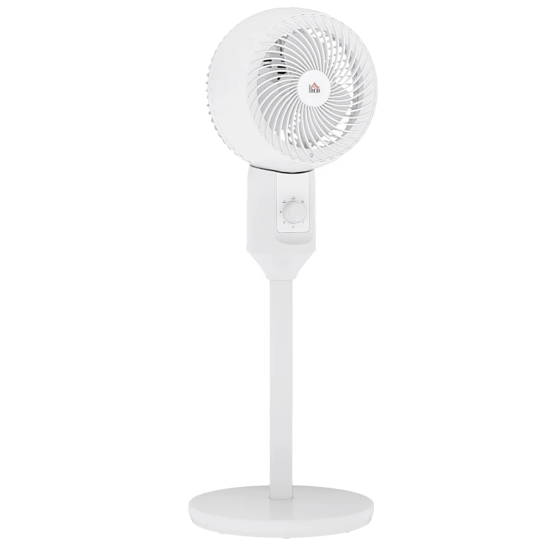 HOMCOM 32" Pedestal Fan, 70° Oscillating 90° Vertical Tilt Air Circulator with 3 Speeds, Standing Fan for Home Office, Bedroom, White