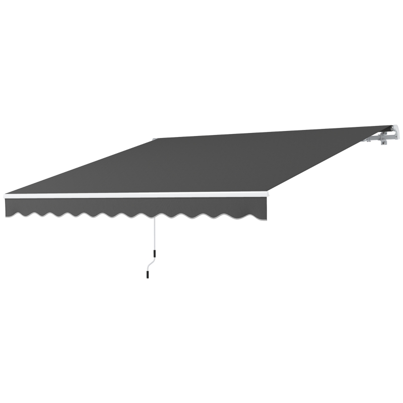 Outsunny 3 x 2.5m Garden Patio Manual Awning, Retractable Canopy Sun Shade Shelter with Fittings and Crank Handle, Dark Grey
