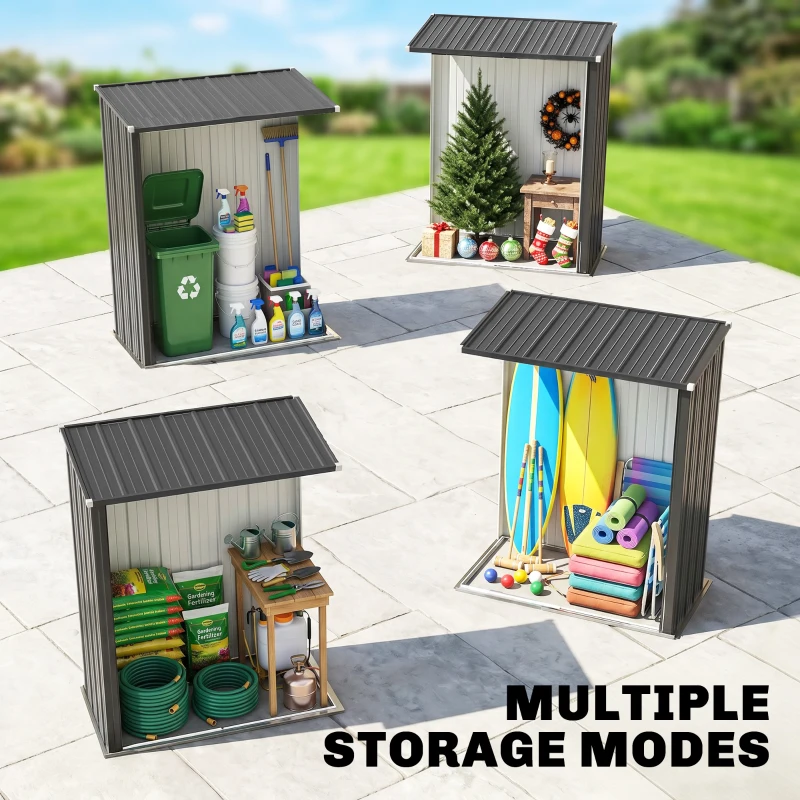 Outsunny 5.3 x 3.1ft Corrugated Steel Garden Shed - Black