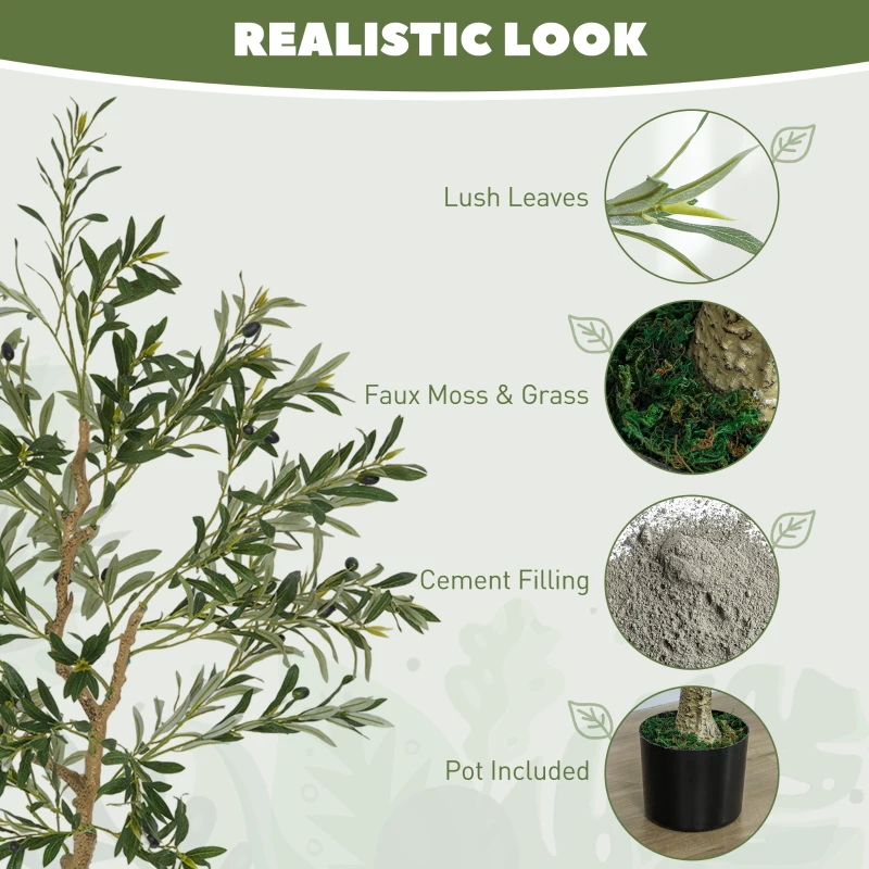 HOMCOM Set of Two Silk Leaf Artificial Olive Trees