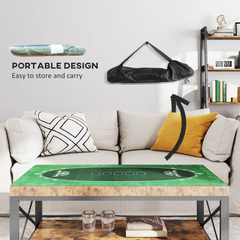 SPORTNOW Professional Poker Mat, Six-Player Water-resistant Poker Table with Felt Surface, Carry Bag, Green