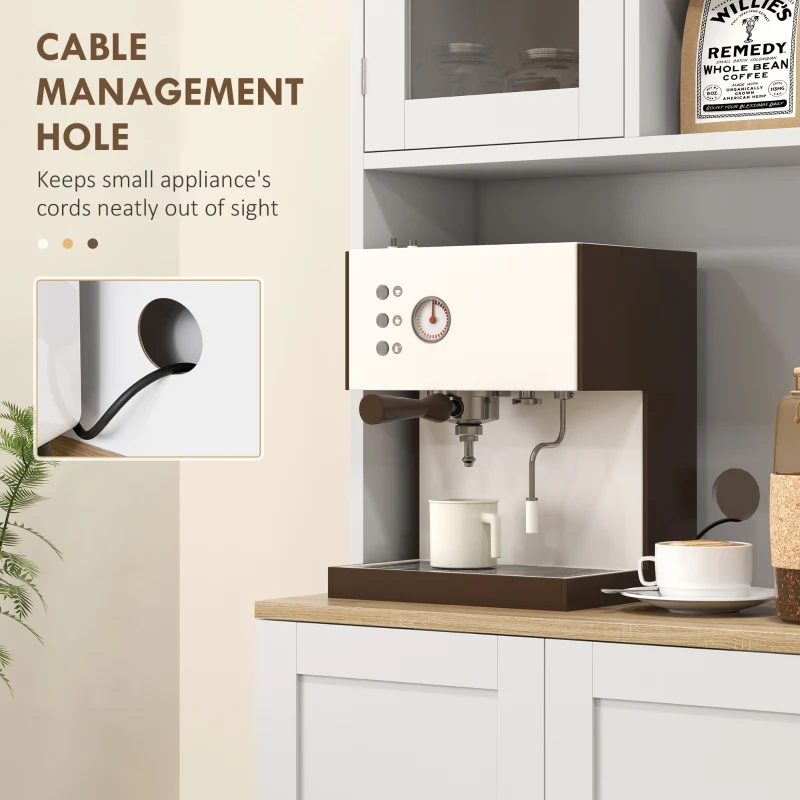 HOMCOM Two-Part Kitchen Storage Cabinet - White