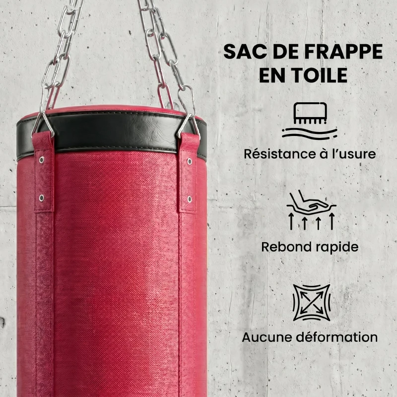 SPORTNOW Support Sac de Frappe Autoportant avec Sac de Frappe et Base Lesté Réglable en Hauteur 175x91x231cm Rouge
