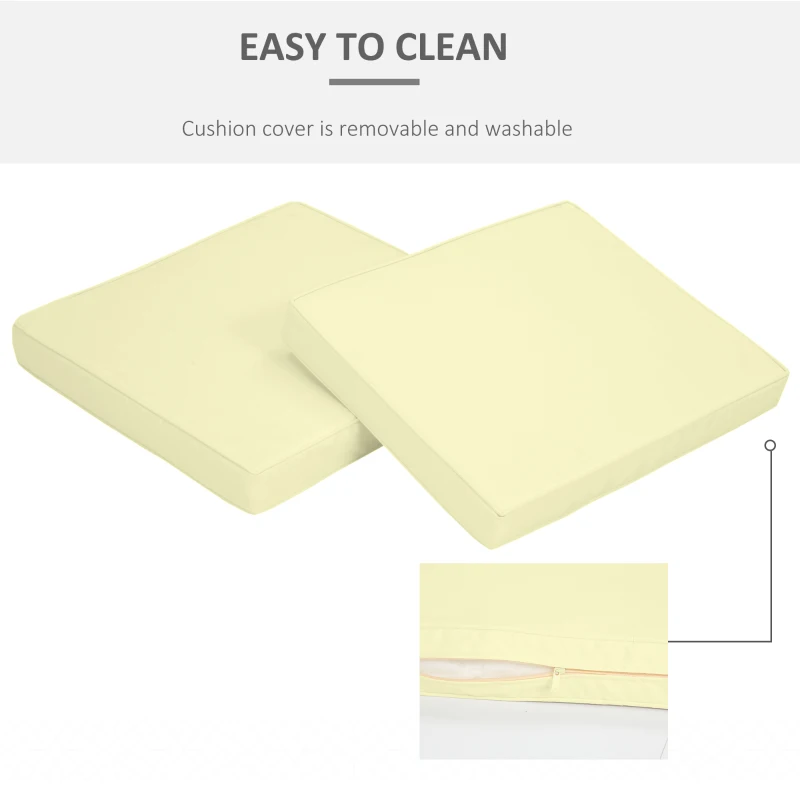 Outsunny 2-Piece Garden Seat and Back Cushion Set, Replacement Cushions for Outdoor Furniture with Seat Cushion and Back Cushion, Cream White