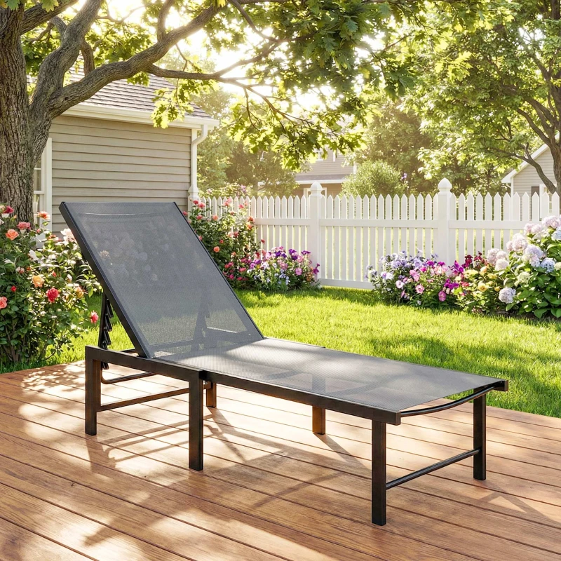 Outsunny Reclining Sun Lounger - Grey
