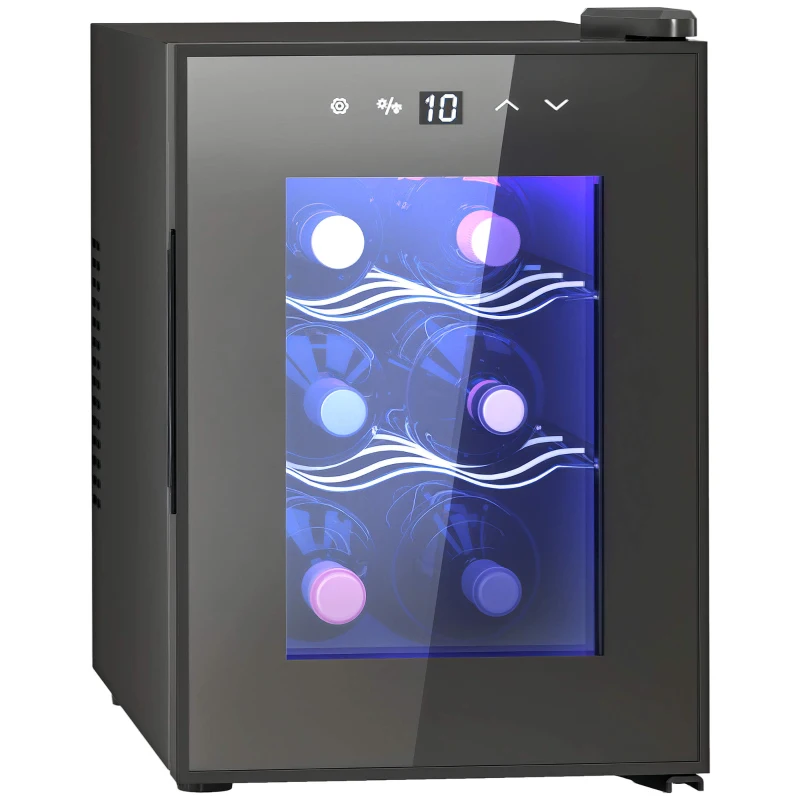 HOMCOM Six Bottle 8-18℃ Countertop Wine Fridge - Black