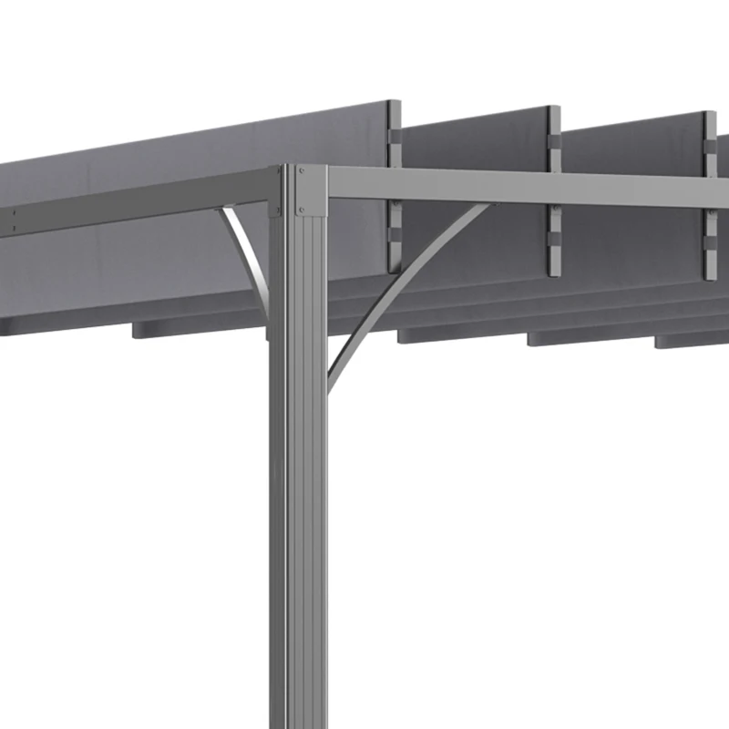 Outsunny 3 x 3(m) Outdoor Pergola with Retractable Roof, Aluminium Louvered Patio Gazebo Canopy for Garden, Patio, Grey